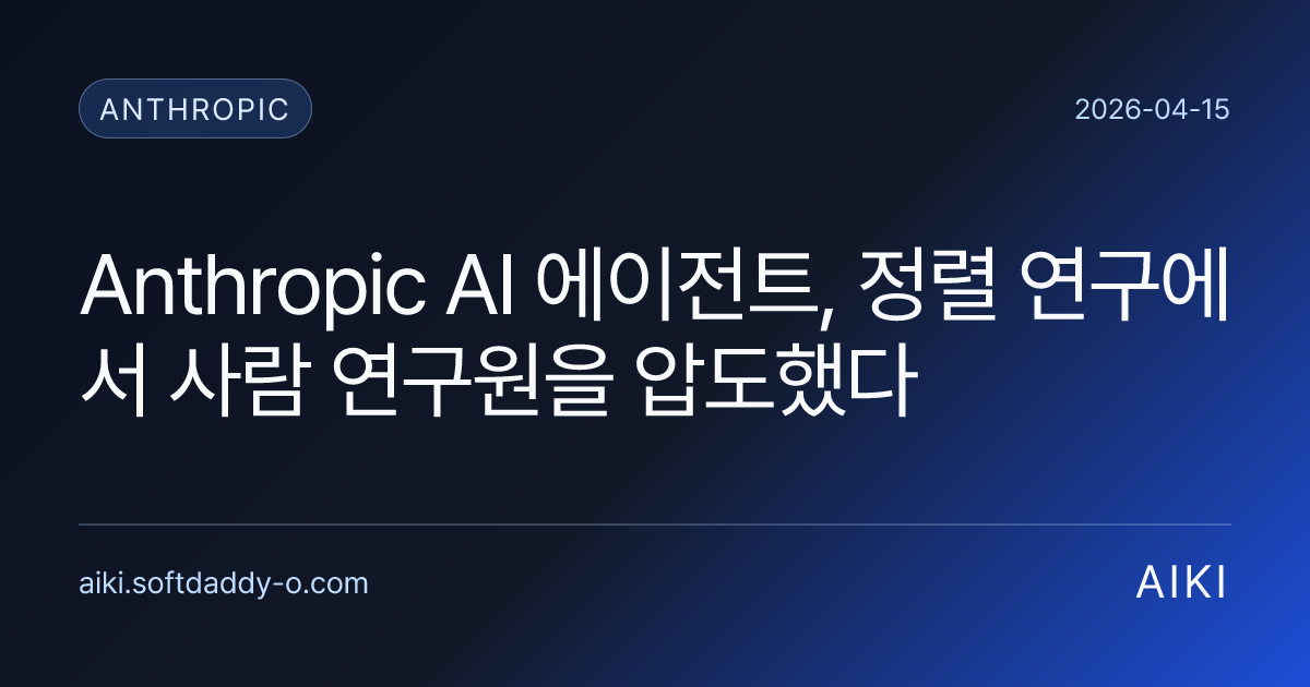 Anthropic AI 에이전트, 정렬 연구에서 사람 연구원을 압도했다