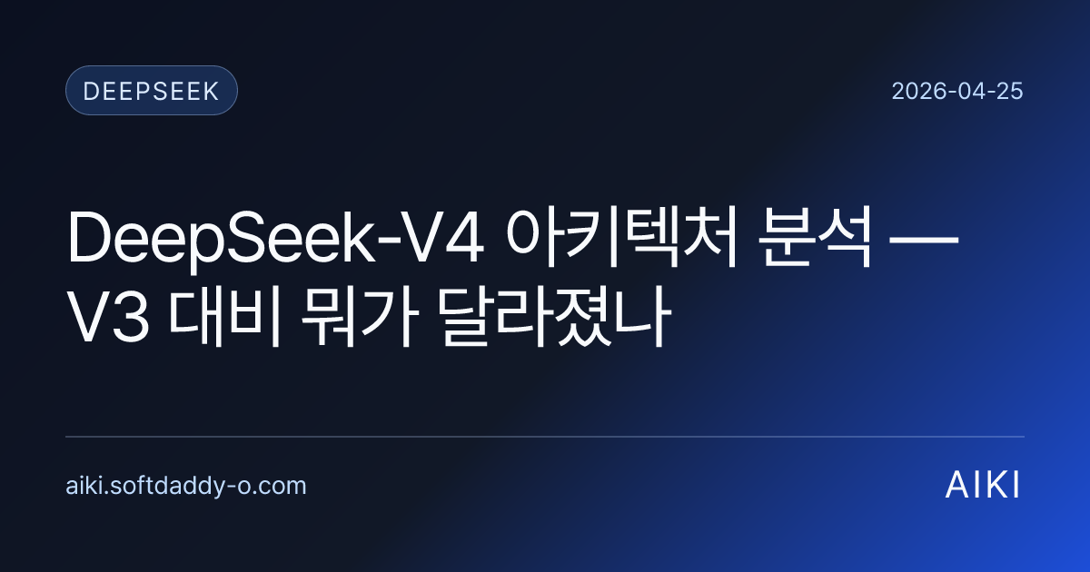 DeepSeek-V4 아키텍처 분석 — V3 대비 뭐가 달라졌나