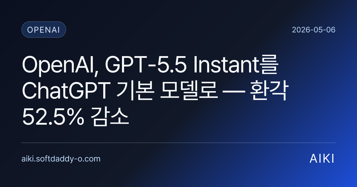 OpenAI, GPT-5.5 Instant를 ChatGPT 기본 모델로 — 환각 52.5% 감소