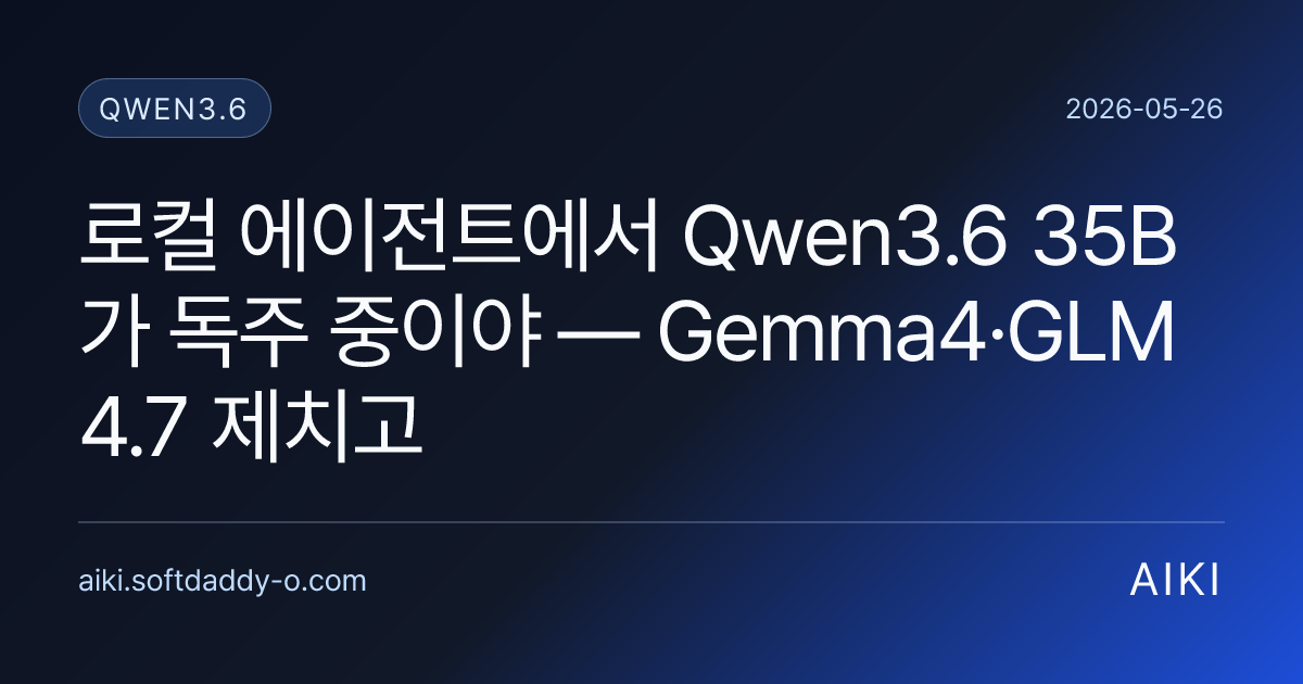로컬 에이전트에서 Qwen3.6 35B가 독주 중이야 — Gemma4·GLM 4.7 제치고