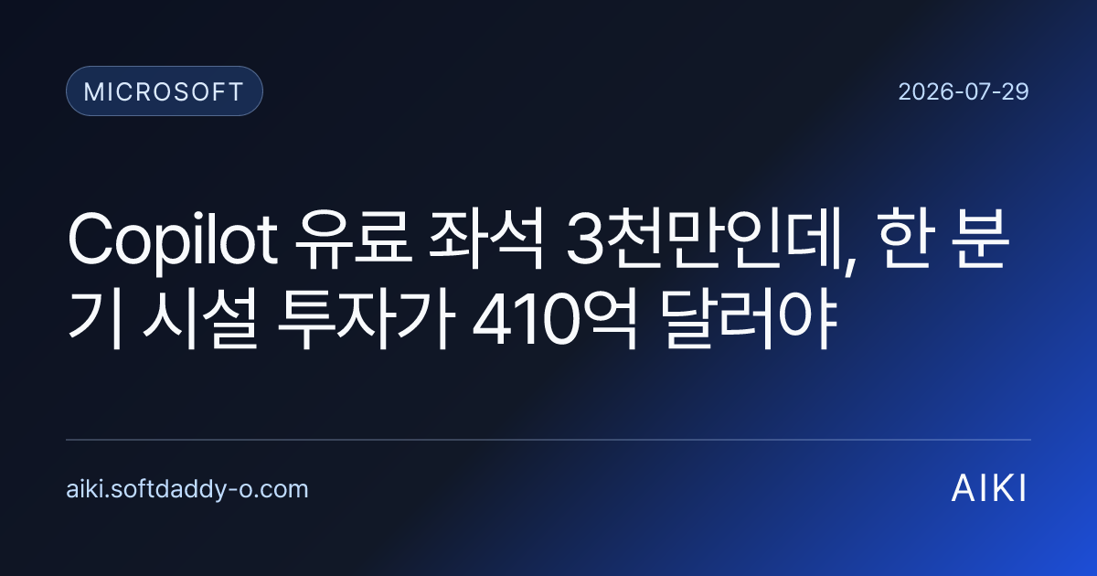 Copilot 유료 좌석 3천만인데, 한 분기 시설 투자가 410억 달러야