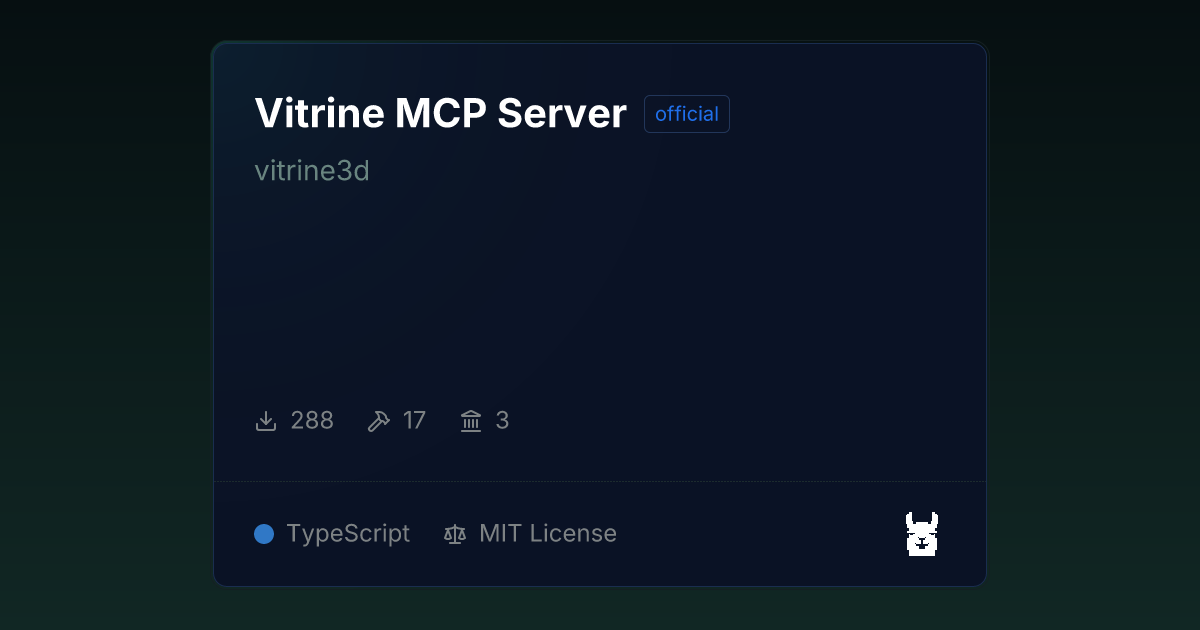 Vitrine MCP 서버, AI 에이전트로 3D 상품 뷰어 원격 제어 가능