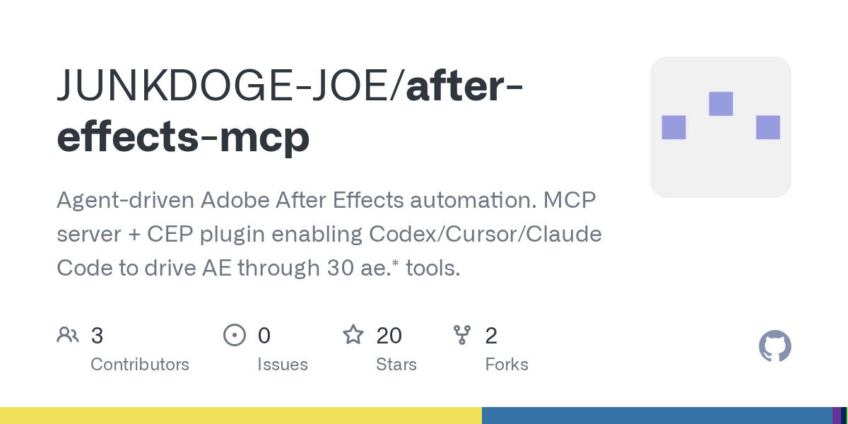 AI 에이전트로 애프터 이펙트를 다루는 ae-mcp, v0.2.0으로 30개+ 동작 공개